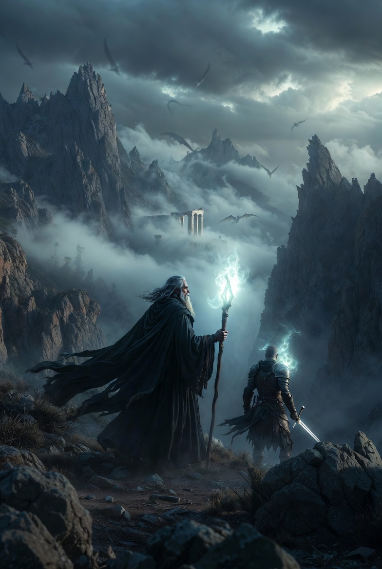 An old wizard and a young warrior journeyed through the Mountains of Shadow